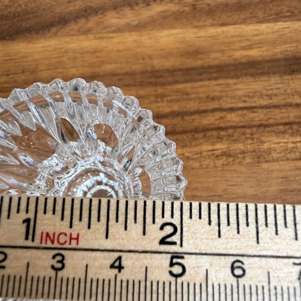 Princess House Crystal Bud Vase Toothpick Holder Clear Scalloped Pressed Glass